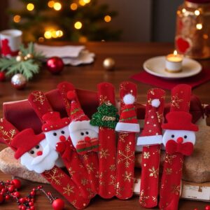 12/24pcs bronzing snowflake random pattern Christmas bracelet, warm and soft material suitable for Christmas day gifts